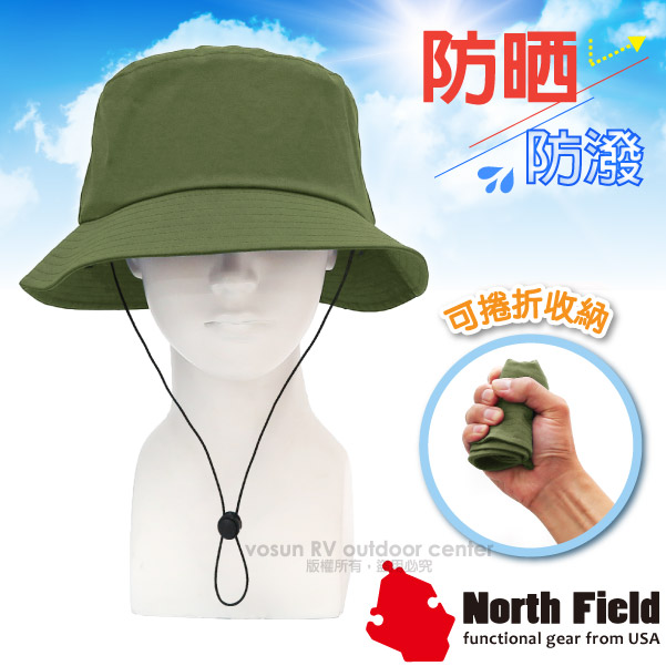 【North Field】經典款 防水防曬中盤帽(帽圍可調) 休閒帽.圓盤帽.遮陽帽/DRIM-TEX 防水膜 /VO-1618R 草莾綠✿30E010